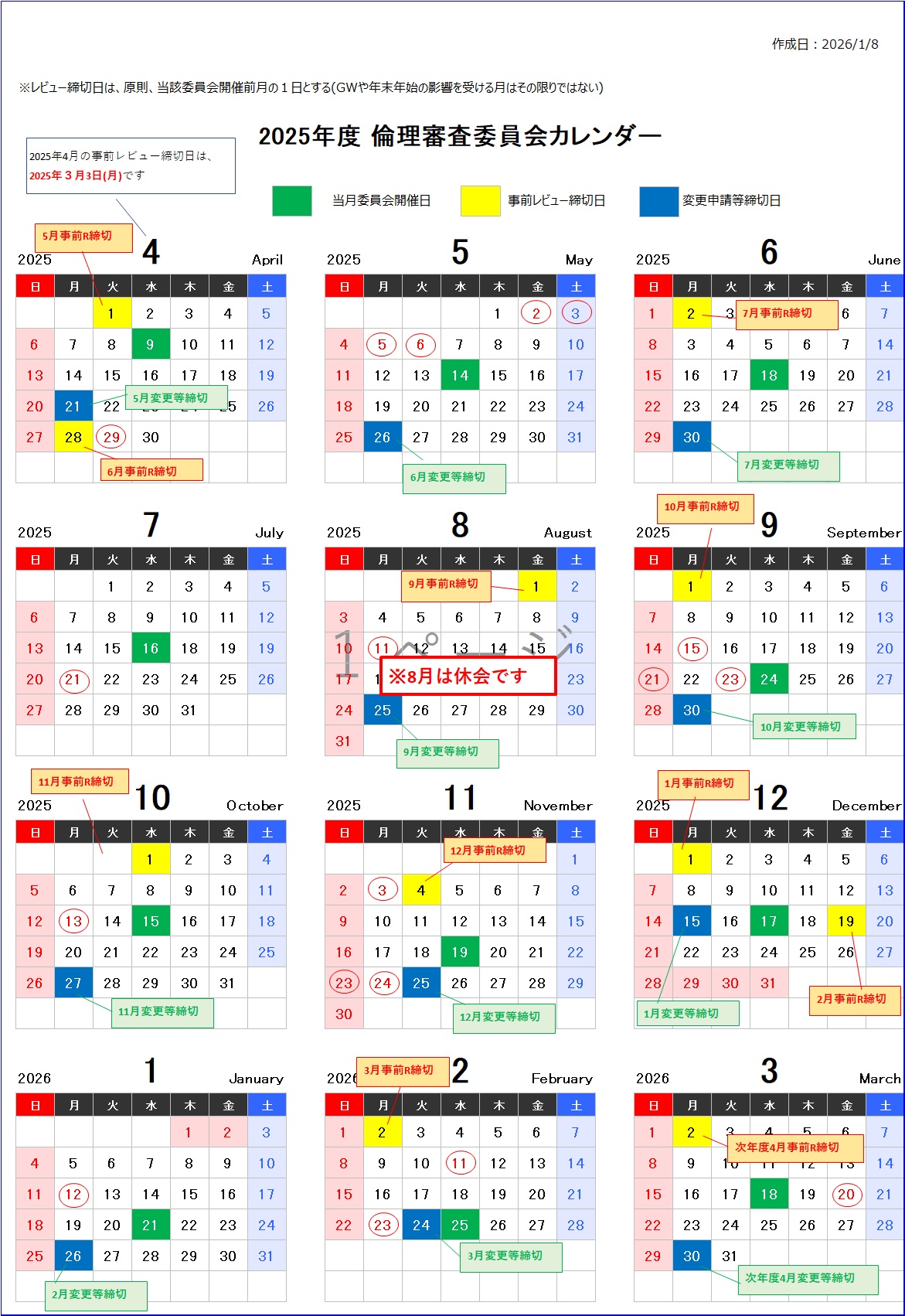 委員会開催日程